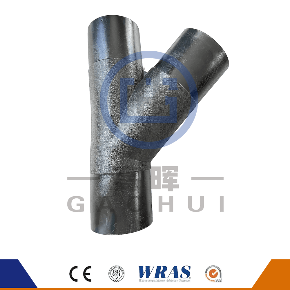 مواد باکره HDPE Butt Fusion Wye Tee Tee Tee 45 درجه y شاخه برای لوله آب